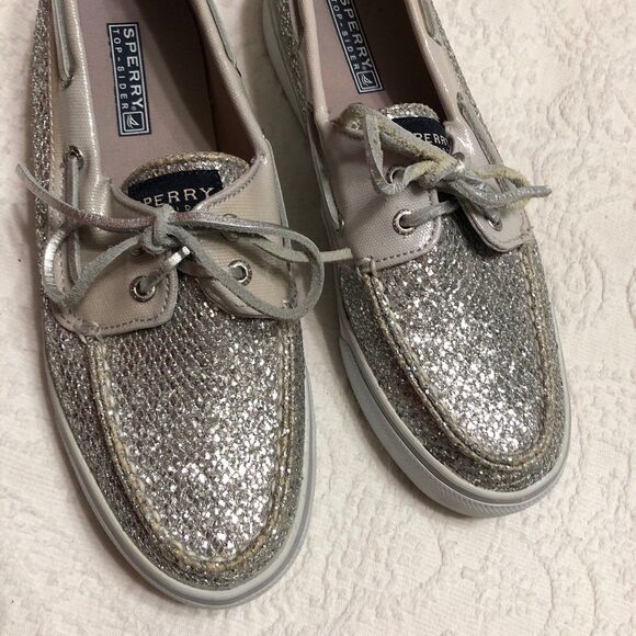 Sperry Top Siders Size 8.5M Womens Embellished Silver Shimmer Loafers - Picture 8 of 11